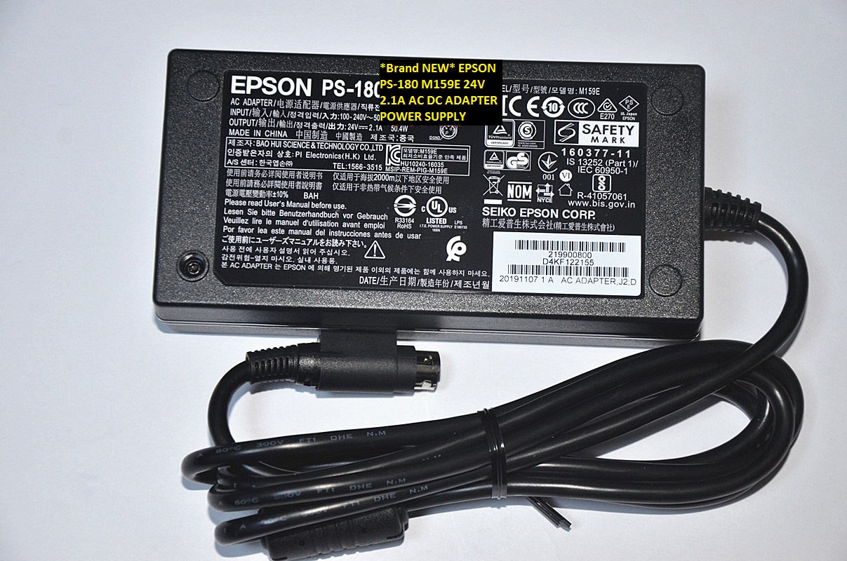 *Brand NEW*AC100-240V 50/60Hz EPSON PS-180 M159E 24V 2.1A AC DC ADAPTER POWER SUPPLY